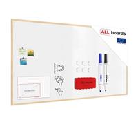 ALLboards Tableau Blanc Magnétique Effaçable à Sec avec Cadre en Bois 180x100cm, Whiteboards