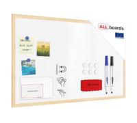 ALLboards Tableau Blanc Magnétique Effaçable à Sec avec Cadre en Bois 80x50cm, Whiteboards