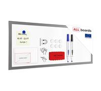 ALLboards Tableau Blanc Magnétique Effaçable à Sec avec Cadre en Bois Argenté 30x70cm