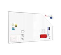ALLboards Tableau blanc magnétique, effaçable à sec, réinscriptible, 180 x 100 cm, avec cadre en aluminium Premium Expo et porte-stylos