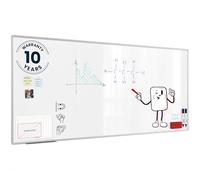 ALLboards Tableau blanc magnétique, effaçable à sec, réinscriptible, 220 x 100 cm, avec cadre en aluminium Premium Expo et porte-stylos