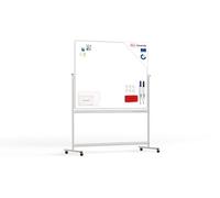 ALLboards Tableau Blanc Mobile Double Face Magnétique Effaçable à Sec avec Cadre en Aluminium 150x120cm, Tableau Blanc Mobile Rotatif Whiteboard