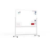 ALLboards Tableau Blanc Mobile Double Face Magnétique Effaçable à Sec avec Cadre en Aluminium 180x120cm, Tableau Blanc Mobile Rotatif Whiteboard