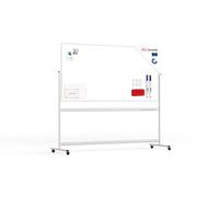 ALLboards Tableau Blanc Mobile Double Face Magnétique Effaçable à Sec avec Cadre en Aluminium 200x100cm, Tableau Blanc Mobile Rotatif Whiteboard