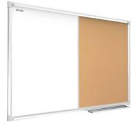 ALLboards Tableau Combi 2 en 1 Blanc Magnétique Effaçable à Sec et en Liège avec Cadre en Aluminium 90x60cm