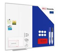 ALLboards Tableau Combi 2 en 1 Tableau Blanc & Tableau en Feutre Bleu avec Cadre en Aluminium 120x90cm, Tableau Magnétique et Tableau à Épingles