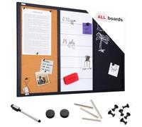 ALLboards Tableau COMBI 3 en 1 : tableau effaçable à sec blanc, magnétique noir et en liège 90×60 cm