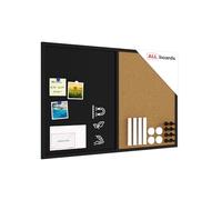 ALLboards Tableau COMBI liège noir/à craie noir magnétique 90x60cm cadre en bois laqué noir