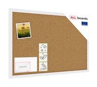 ALLboards Tableau en Liège avec Cadre en Bois Blanc 60x40cm, Tableau d'Affichage Liège, Tableau pour Épingles