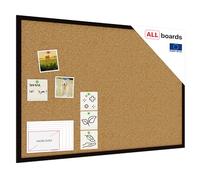 ALLboards Tableau en Liège avec Cadre en Bois Noir 90x60cm, Tableau d'Affichage Liège, Tableau pour Épingles