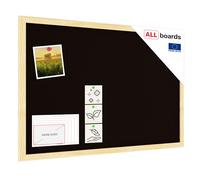 ALLboards Tableau en Liège Noir avec Cadre en Bois 60x40 cm, Tableau d'Affichage Liège, Tableau pour Épingles