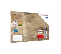 ALLboards Tableau Magnétique en Métal Motif Bois 90x60cm, MetalBoards pour tout type d'Aimants