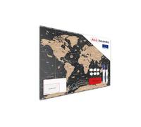 ALLboards Tableau Magnétique en Métal Motif Carte du Monde Noir Vintage 60x40cm, MetalBoards pour tout type d'Aimants