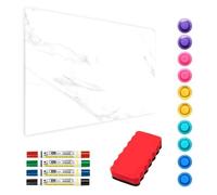 ALLboards Tableau Magnétique en Métal Motif Marbre Blanc 60x40cm, MetalBoards pour tout type d'Aimants