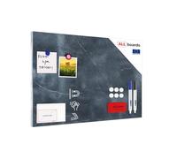 ALLboards Tableau Magnétique en Métal Motif Marbre Gris Anthracite 60x40cm, MetalBoards pour tout type d'Aimants