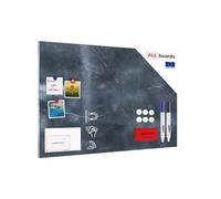 ALLboards Tableau Magnétique en Métal Motif Marbre Gris Anthracite 90x60cm, MetalBoards pour tout type d'Aimants