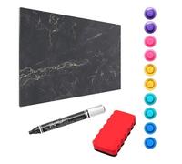 ALLboards Tableau Magnétique en Métal Motif Marbre Noir 90x60cm, MetalBoards pour tout type d'Aimants