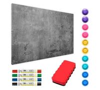ALLboards Tableau Magnétique en Métal style Mur de Béton Ciment 90x60cm, MetalBoards pour tout type d'Aimants