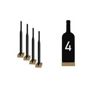 ALLboards Tableau Noir Double Face à Poser sur Table avec Base en Bois en Forme de Bouteille de Vin, Lot de 4 Pièces, Petit Tableau à Craie, Tableau Décoratif