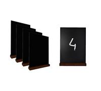 ALLboards Tableau Noir Double Face à Poser sur Table avec Base en Bois Format A5, Lot de 4 Pièces, Petit Tableau à Craie, Tableau Décoratif