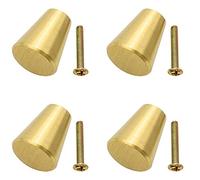 Allbor 4 Pièces Bouton d’Armoire en Laiton Massif Boutons de Meuble en Laiton Brossé Rond Monotrou Petite Poignée Boutons de Meuble avec Vis pour Armoires, Placards, Salle, Bain et Cuisine, Or