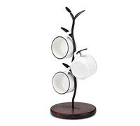 ALLCENER Porte-tasses, arbre à tasses de comptoir, support de rangement pour tasses à café et tasses à thé, accessoire de bar et organisateur de cuisine, noir (rangée simple)