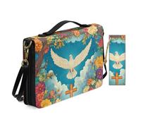 Allcute Étui de bible vintage imprimé sur le thème religieux pour femme, sac léger à bandoulière avec marque-page, Floral Blue Sky Divine Cross Dove, 9.2x6.3x1.6 inches