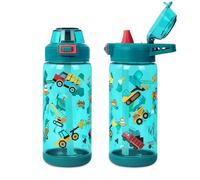 alldomess Gourde Enfant, Anti-Fuite, 600ml Bouteille Enfant avec Paille et Poignée pour Filles et Garçons, Gourde Sport pour l'école et les activités en plein air, Véhicule d'ingénierie