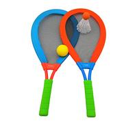 alldoro 60050 XXL Set de Jeu de Softball avec Balle, Volant à Ressort, 2 Raquettes, 4 pièces, 75 x 35 cm, Multicolore pour Enfants et Adultes