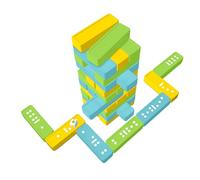 alldoro 60065 Set de Jeu 2 en 1 Tower & Domino, Tour branlante 30 Blocs de Construction en Plastique, Sac, pour Enfants à partir de 2 Ans