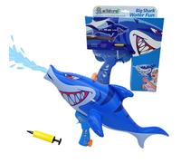 alldoro 60126 Pistolet à Eau Gonflable Requin - en Plastique coloré - 70 x 38 cm, réservoir de 250 ML, avec Pompe