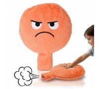 alldoro 60291-4 Grumpy Coussin en Peluche XXL Peach, Ø 20,5 cm, avec Son, découverte d'émotions ludiques, Coussin Douillet et Amusant à partir de 3 Ans