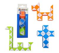 alldoro 60335 Flexi Snake Set de 3, Serpents Magiques avec 24 Blocs, 23 cm de Long, Jeu de Casse-tête malléable pour Enfants à partir de 3 Ans