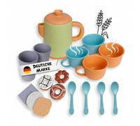 alldoro 60420 Set de Cuisine avec cafetière - Set de 17 pièces pour Les Cuisines d'enfants, en mélange de Plastique et de Paille de blé, ecofriendly