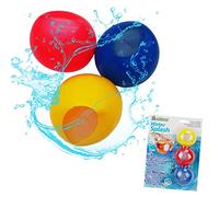 alldoro 63027 - Water Splash Set de 3 Bombes à Eau, Ballons d'eau réutilisable pour Enfants à partir de 3 Ans & Adultes, Jaune/Rouge/Bleu