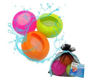 alldoro 63037 Water Splash Set de 3 bombes à eau Ø 6cm, ballons d'eau réutilisables, enfants à partir de 3 ans & adultes, orange/vert/rose
