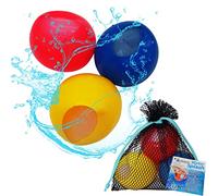 alldoro 63038 Water Splash Set de 3 bombes à eau Ø 6cm, ballons d'eau réutilisables & à fermeture automatique, enfants à partir de 3 ans, adultes, rouge/bleu/jaune