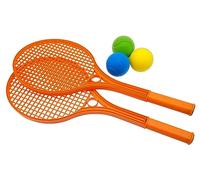 alldoro 63109 Softball-Tennis pour Enfants, 5 pièces, 2 Raquettes Plastique, 3 balles Molles en Mousse, 54 x 22 cm, Orange