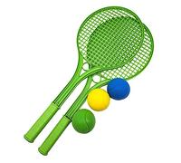 alldoro 63110 Softball-Tennis pour Enfants, 5 pcs, Plastique, 2 Raquettes, 3 balles Molles en Mousse, 54 x 22 cm, Vert