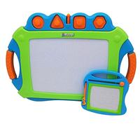 alldoro 68515 Set tableau à dessin 2 en 1 grand dessin magique avec écran coloré 45 x 31,5 cm & petit tableau magnétique noir/blanc env. 14,5 x 14,5 cm, tableau magique avec 4 tampons, enfants à partir de 3 ans