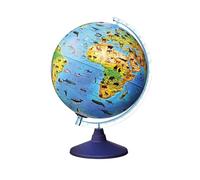 alldoro 68620 Lexi 3D Ø 25 cm avec Application Smartphone IQ Lumineux avec Lampe LED sans câble, Carte géographique - Animal - Enfants à partir de 3 Ans - Zoo Globe terrestre - Allemand