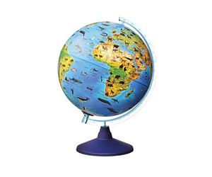 alldoro 68620 Lexi 3D Ø 25 cm avec Application Smartphone IQ Lumineux avec Lampe LED sans câble, Carte géographique - Animal - Enfants à partir de 3 Ans - Zoo Globe terrestre - Allemand