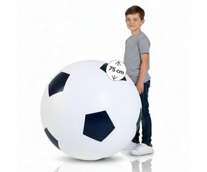 alldoro Ballon de Foot géant XXL Ø 75 cm, Gonflable, Super Rebond | noir/blanc, en caoutchouc, pompe incluse, cadeau d'anniversaire pour filles & garçons dès 3 ans, jouet de jardin