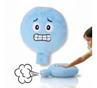 alldoro Coussin à Pets XXL en Peluche Bleu, 20,5 cm, avec Son Rigolo | Bibber, le coussin farce peureux avec bruit de pet et visage, découvrir les émotions en jouant, dès 3 ans
