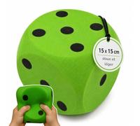 alldoro Dé géant en Mousse Verte, 15 x 15 cm, Grand dé Souple de Jeu | dé en mousse douce, pour jouer, apprendre & calculer, jeux de dés en intérieur & extérieur, pour enfants dès 3 ans
