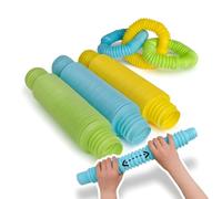 alldoro Flexi Pop Tubes, Set de 3, Tubes Extensibles de 21 à 67 cm | Ø 4,5 cm, tubes en plastique pour enfants, mur d'eau, circuit à billes, cuisine de boue, jouet sensoriel anti-stress