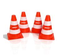 alldoro Lot de 4 cônes de signalisation 18 cm, Orange-Blanc, empilables | Plots pour enfants dès 3 ans, éducation routière, sport & loisirs, slalom, jeu de chantier, intérieur & extérieur