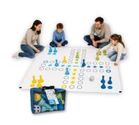 alldoro Ludo XXL, Jeu de société intérieur & extérieur, 150 x 150 cm | bâche PVC résistante, grands pions à remplir + sac, jeu de jardin pour enfants dès 3 ans, maison, crèche & école