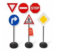 alldoro Panneaux de signalisation, 6 Panneaux & 3 Pieds Enfants, 75 cm | socles remplissables très stables, set pour crèche, éducation routière, parcours & jeu, intérieur & extérieur