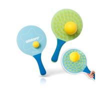 alldoro Set Beach-Ball 2 en 1, 2 Raquettes + 2 balles, Jardin et Plage | Ventouses pour attraper comme au jeu de velcro, face lisse pour frapper, jeu de plein air dès 3 ans et adultes